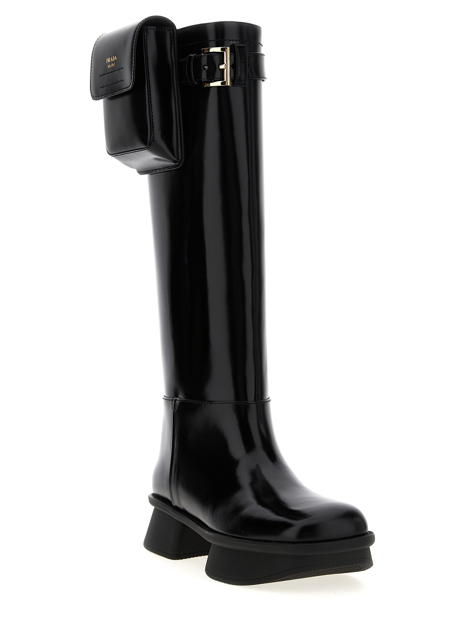 Black Calfskin Over The Knee