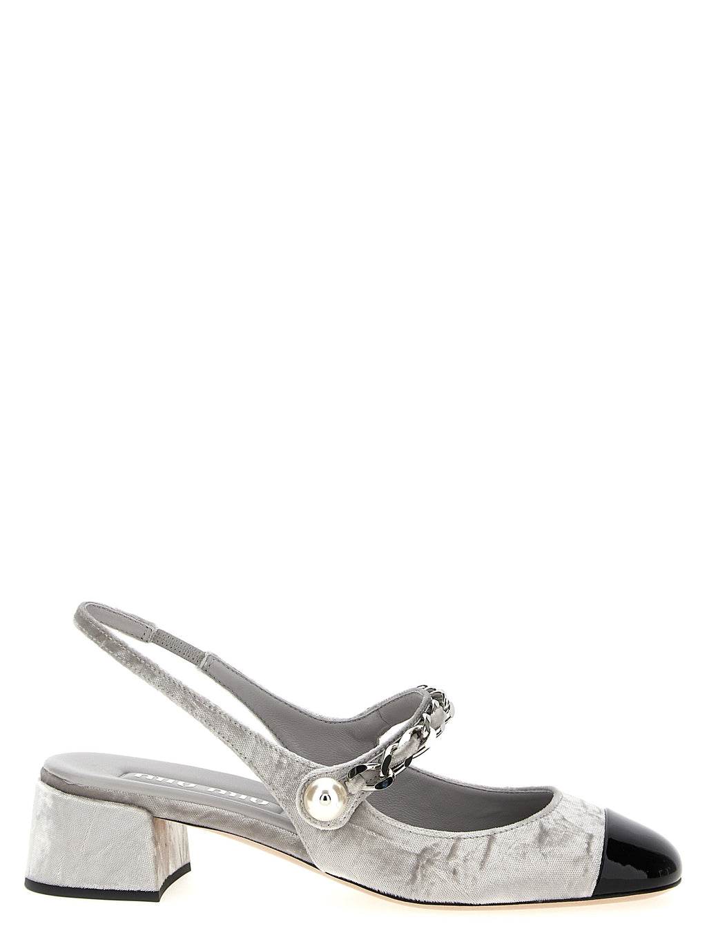 Silver Calfskin Mid Heel Pumps