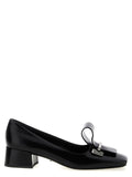 Black Calfskin Mid Heel Pumps