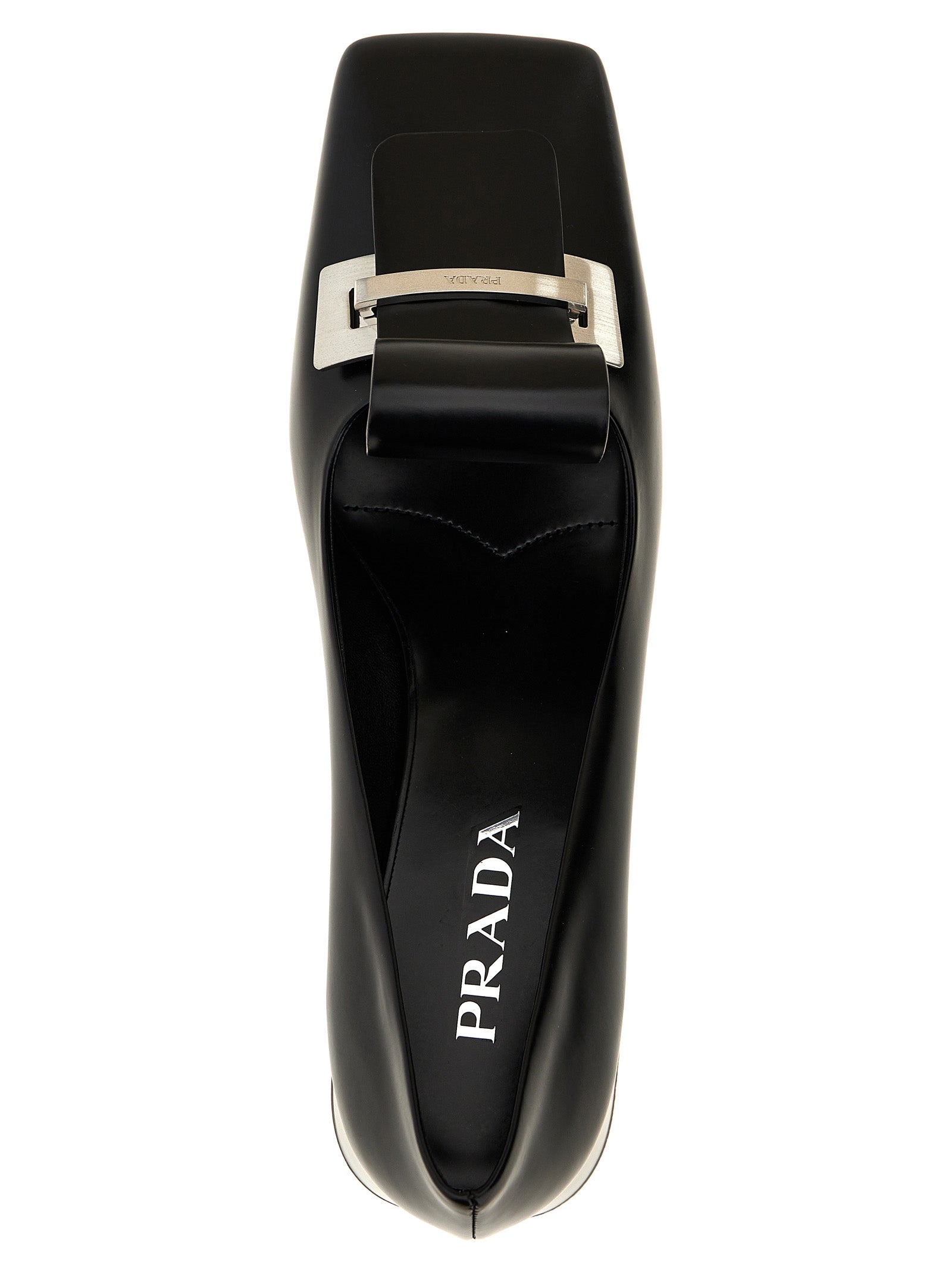 Black Calfskin Mid Heel Pumps