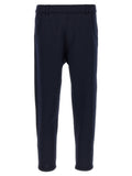 Blue Polyester Casual Pants