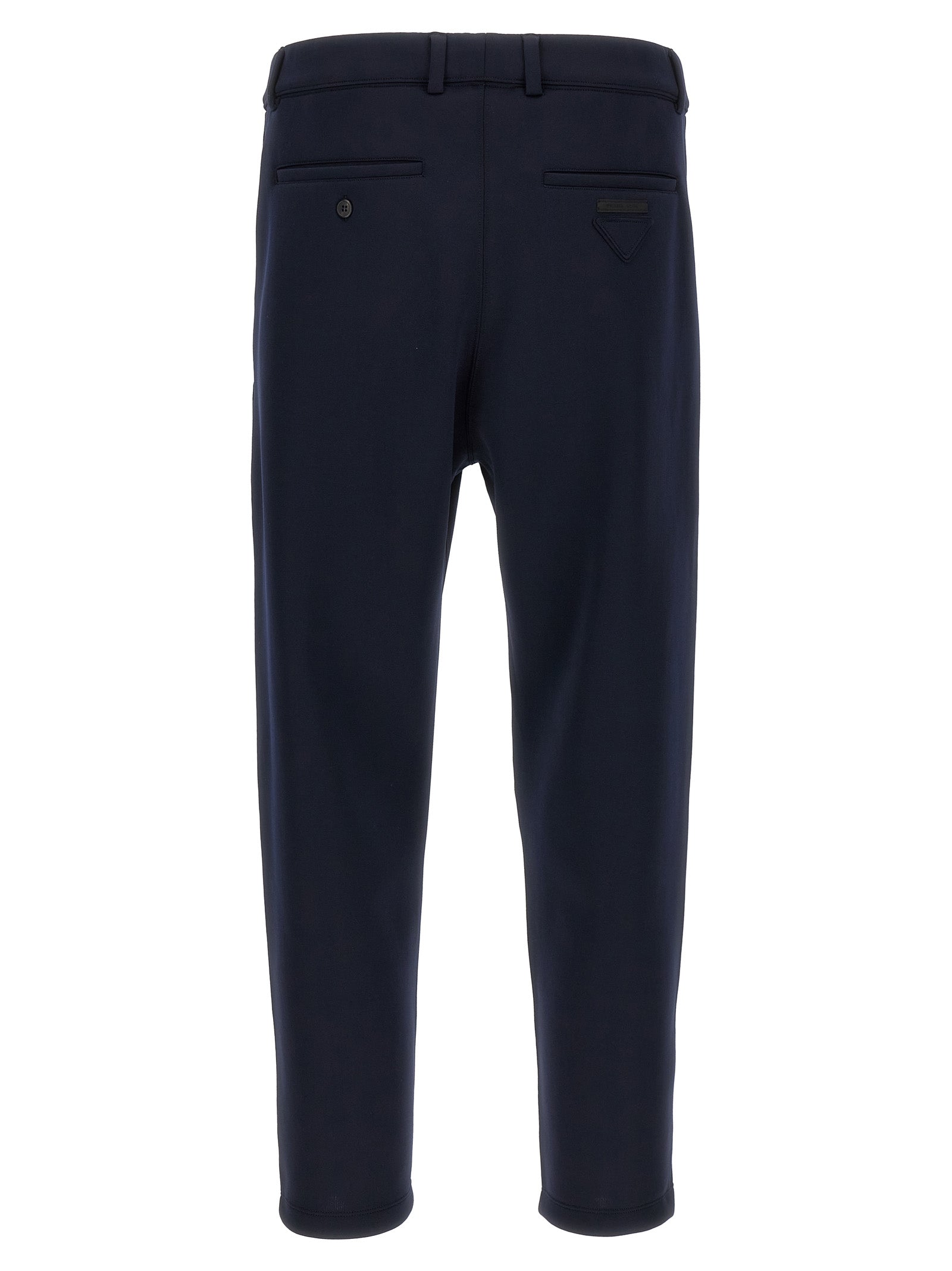 Blue Polyester Casual Pants