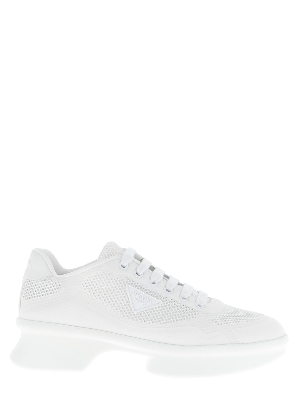 White Polyester Athletic Sneakers