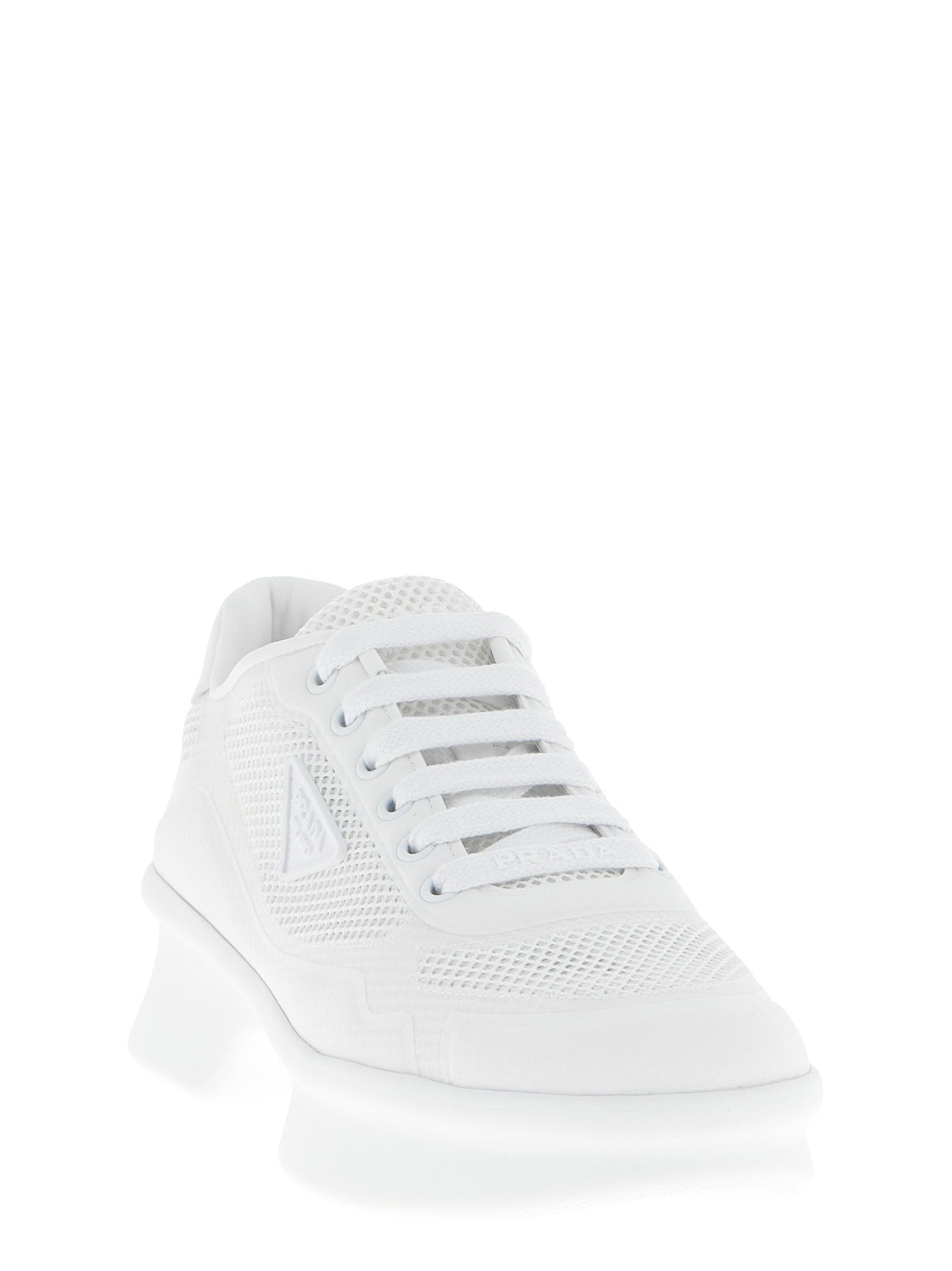 White Polyester Athletic Sneakers