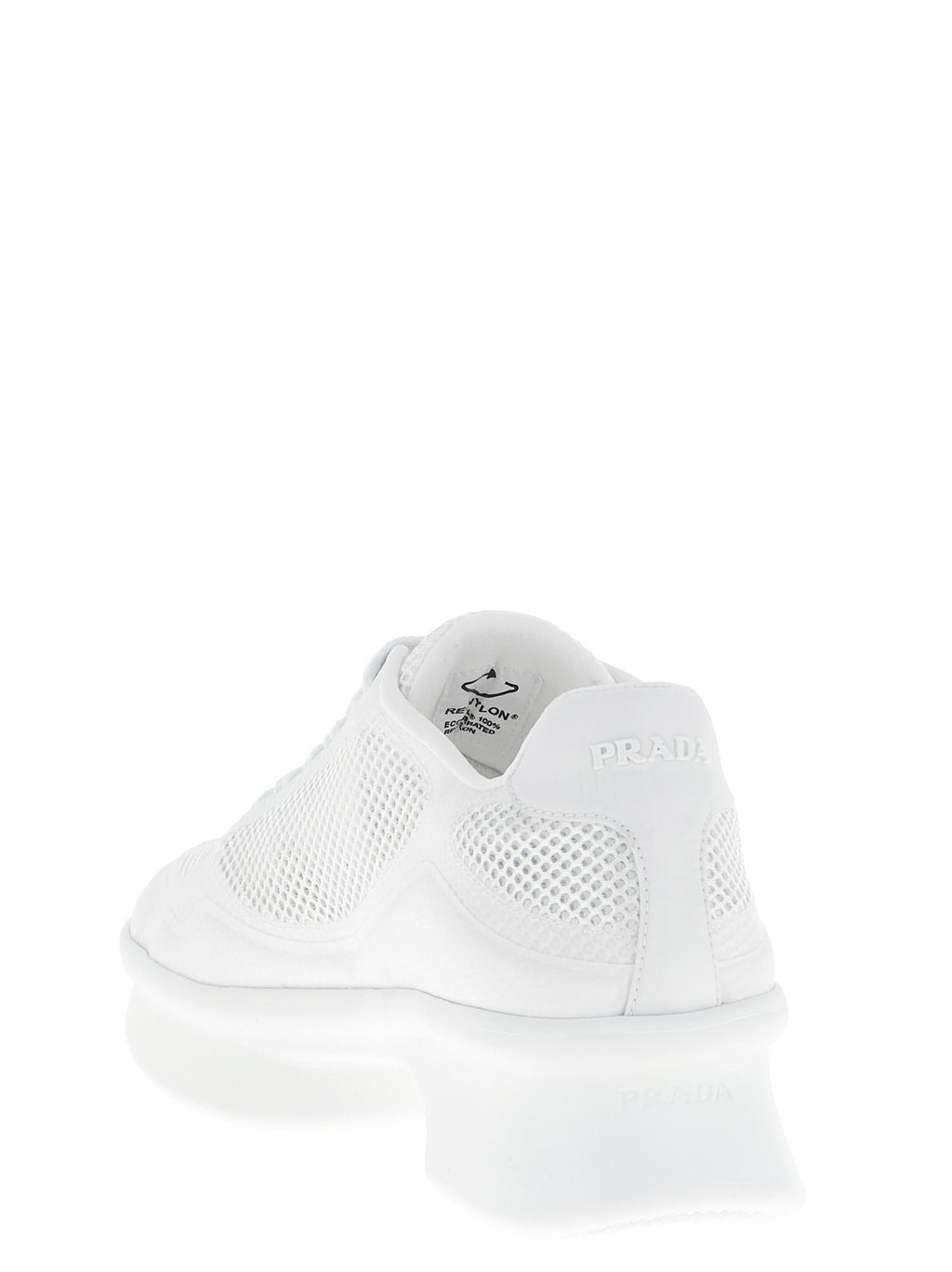 White Polyester Athletic Sneakers