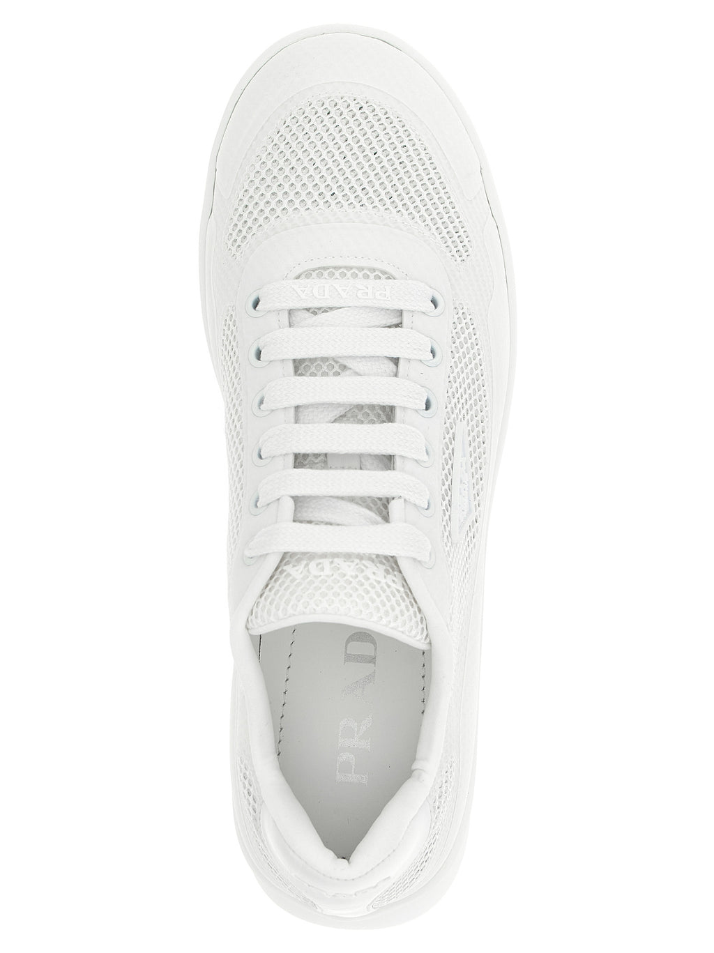 White Polyester Athletic Sneakers