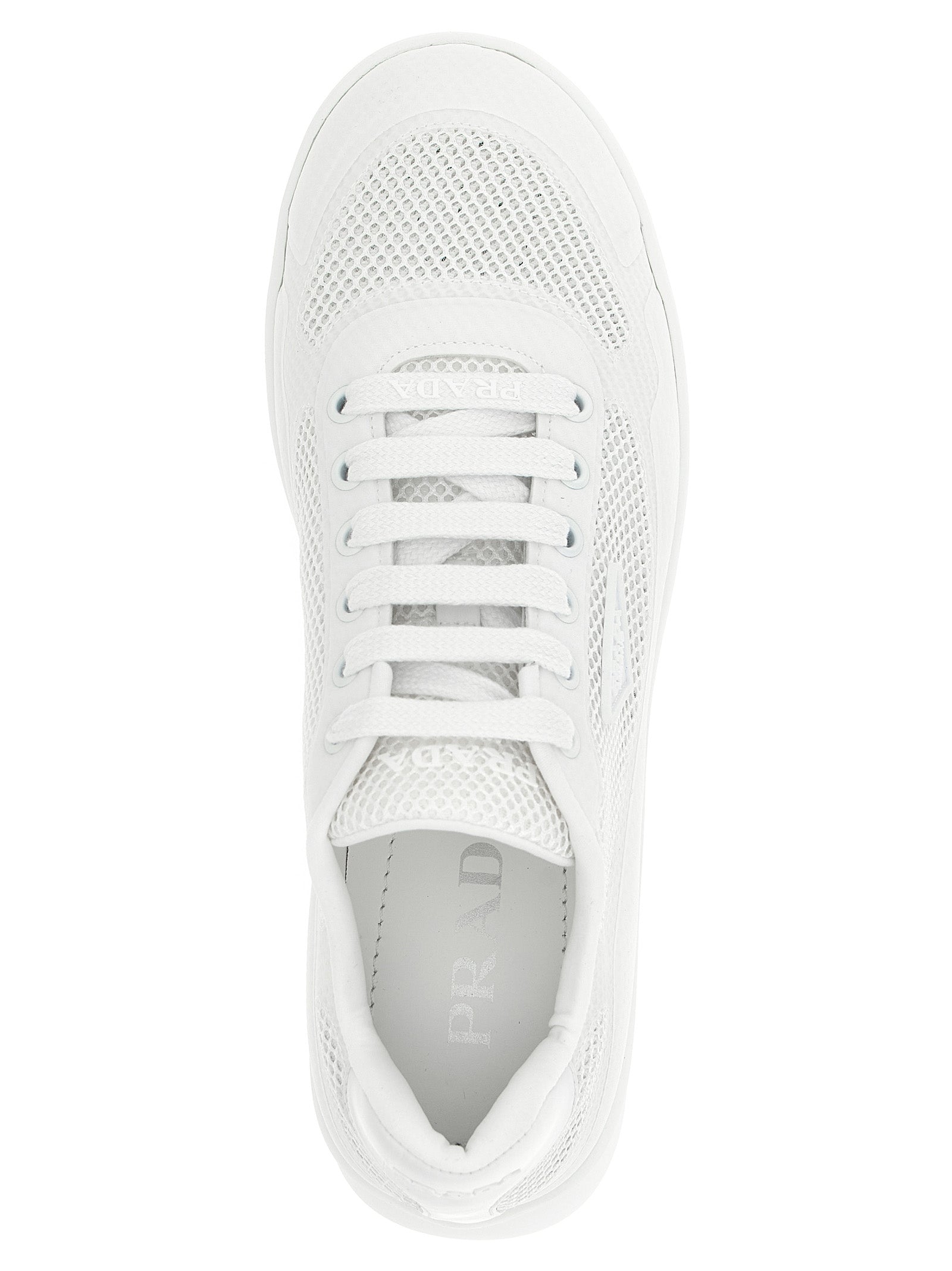 White Polyester Athletic Sneakers