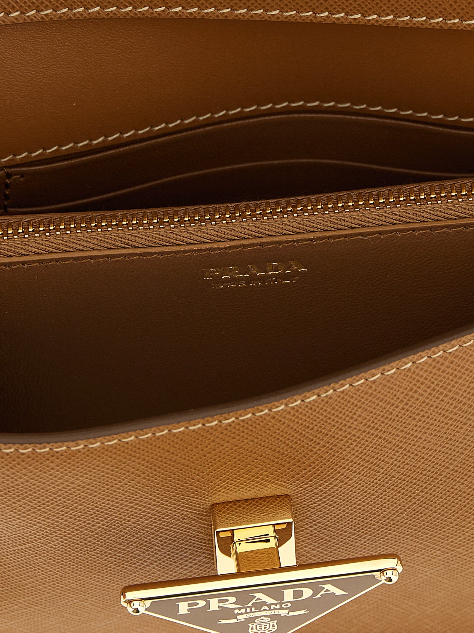 Beige Calfskin Crossbody Bag