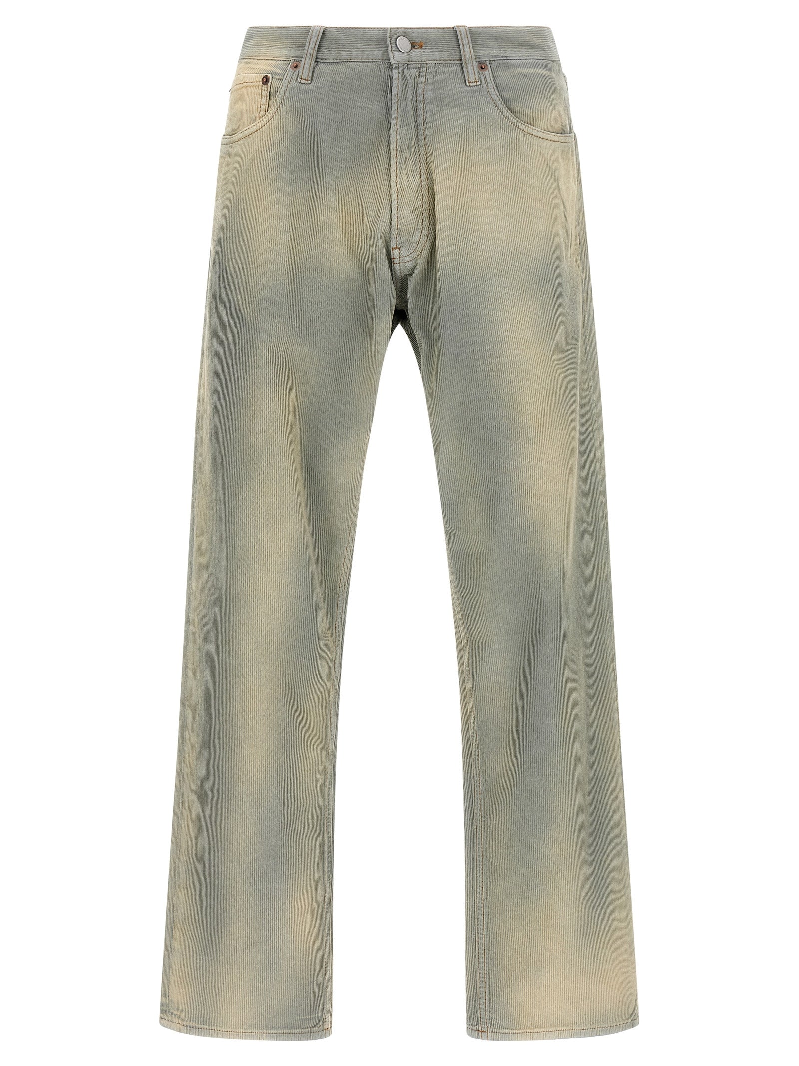 Blue Cotton Casual Pants