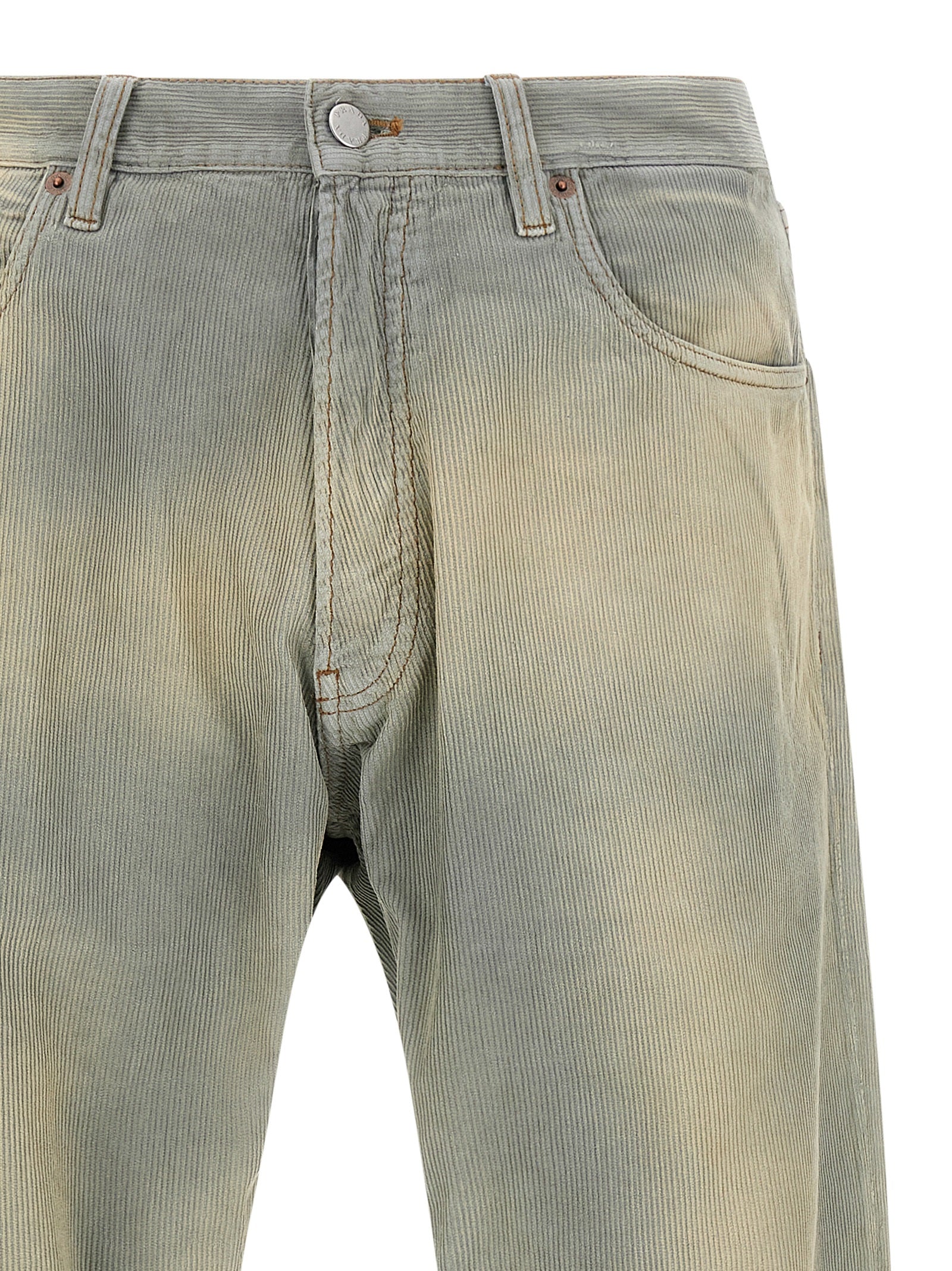 Blue Cotton Casual Pants