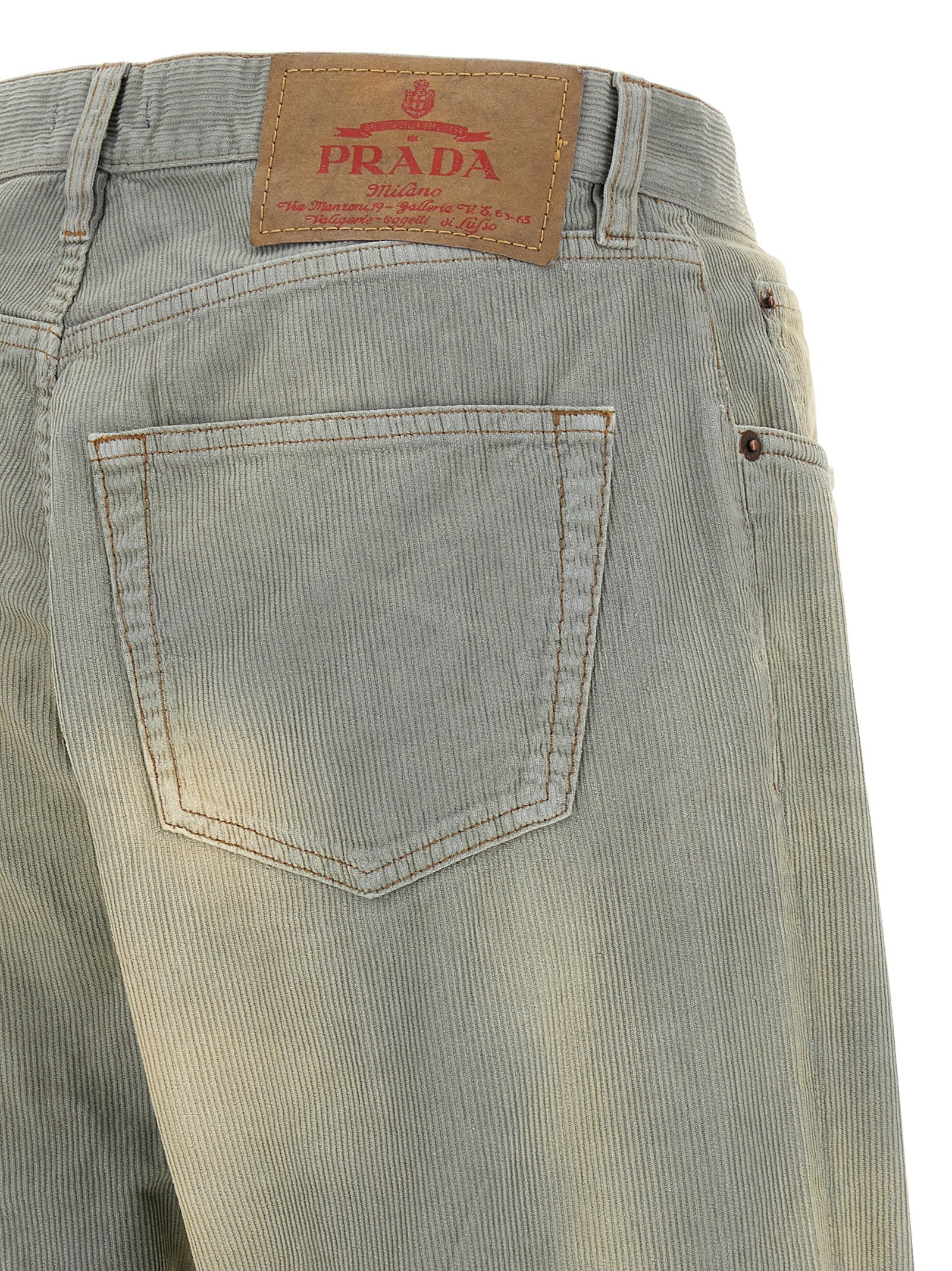 Blue Cotton Casual Pants