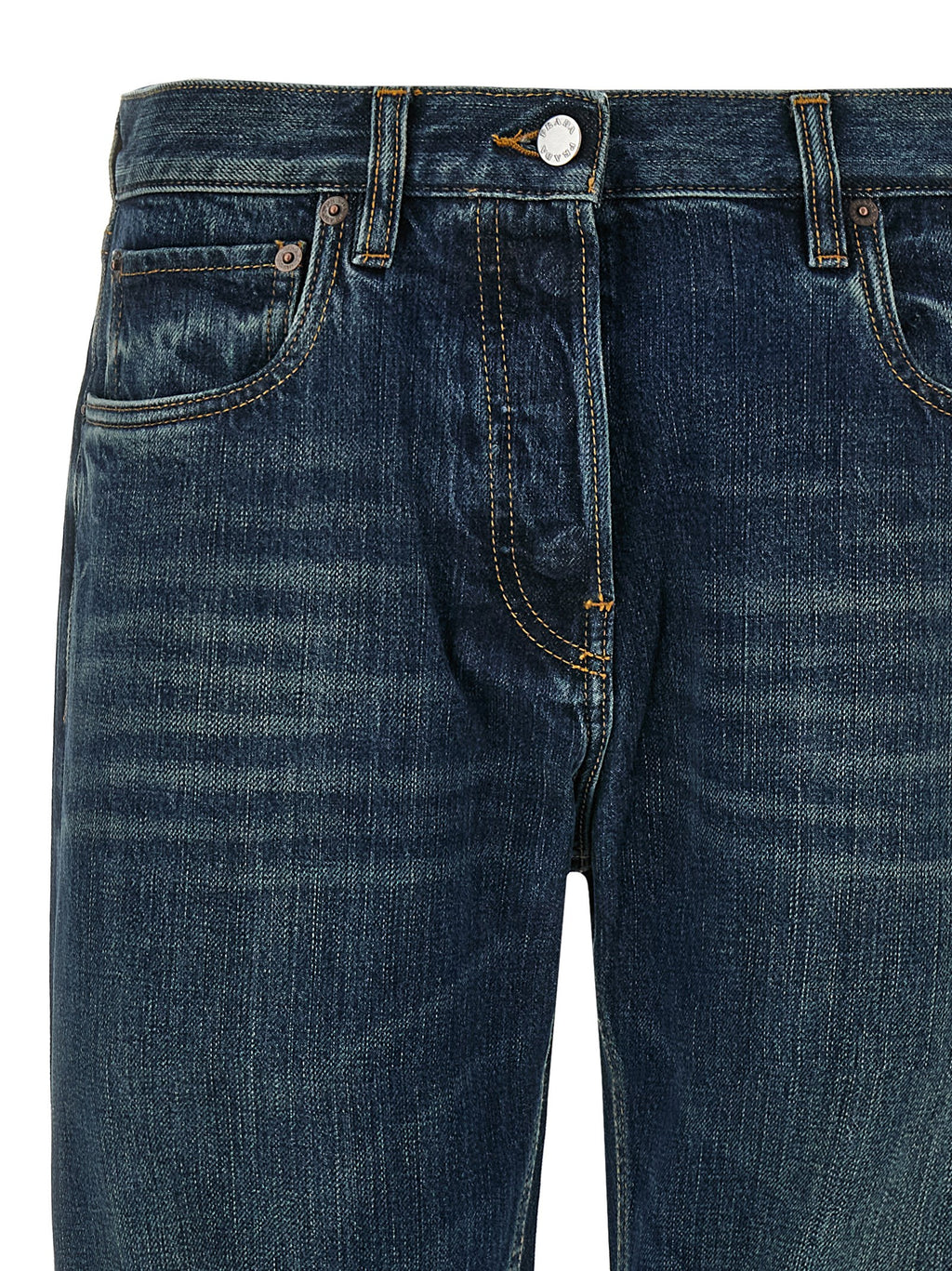 Blue Cotton Straight-Leg Jeans