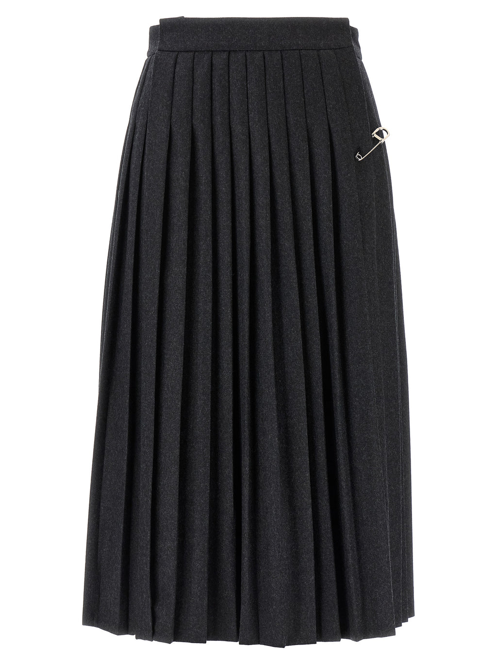 Gray Virgin Wool Midi Skirt