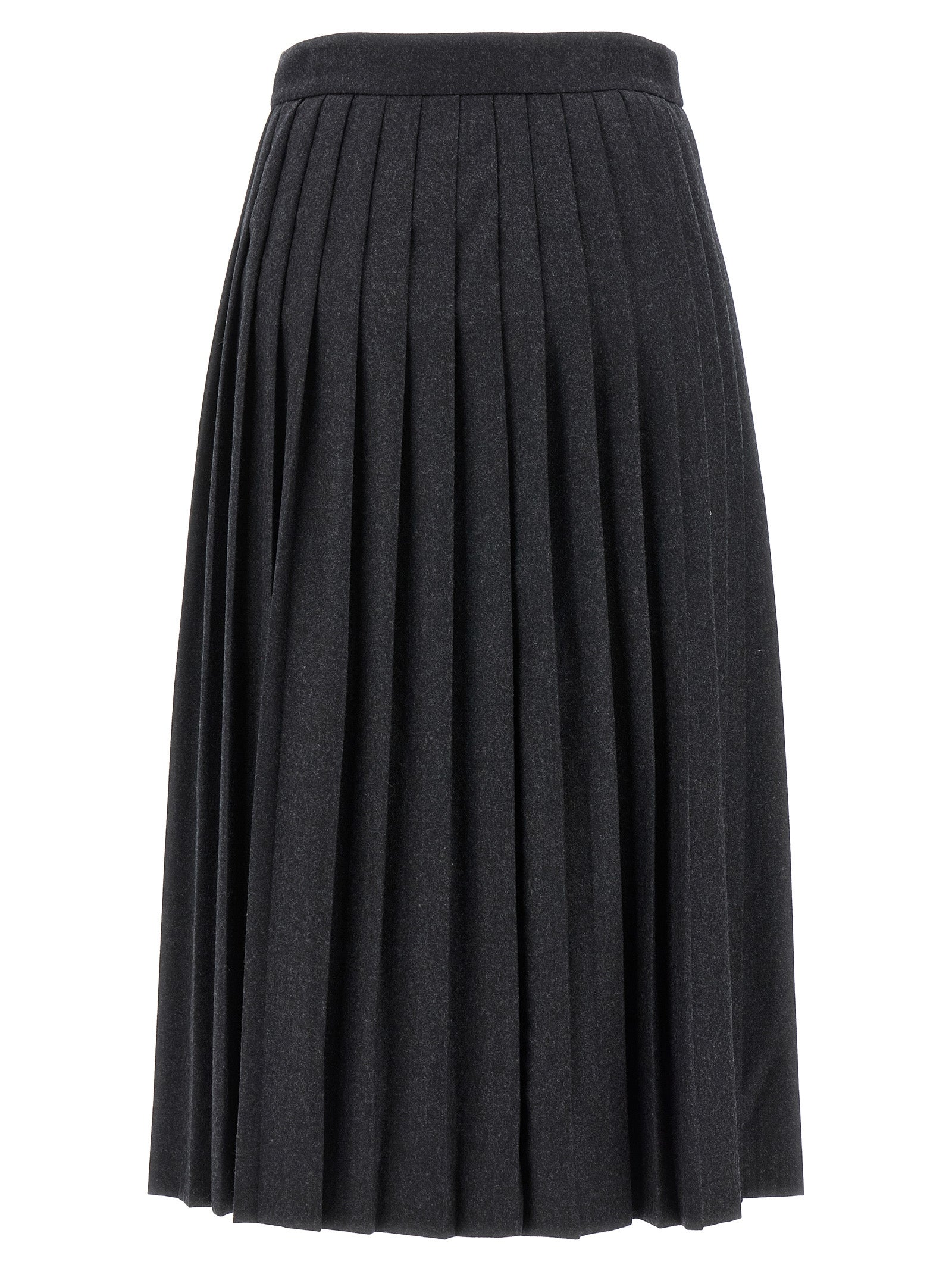 Gray Virgin Wool Midi Skirt