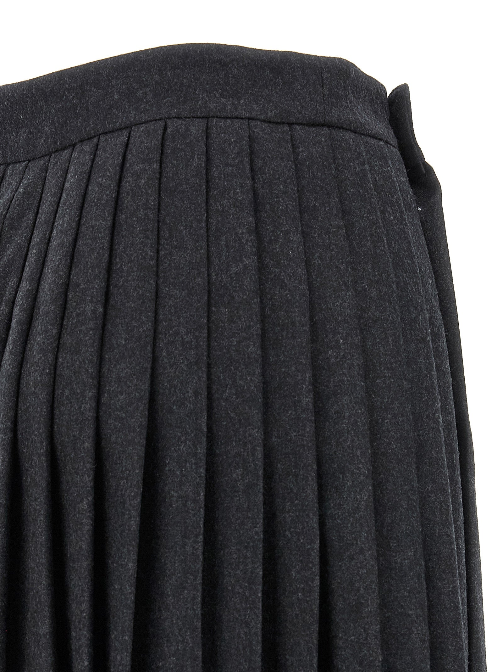 Gray Virgin Wool Midi Skirt