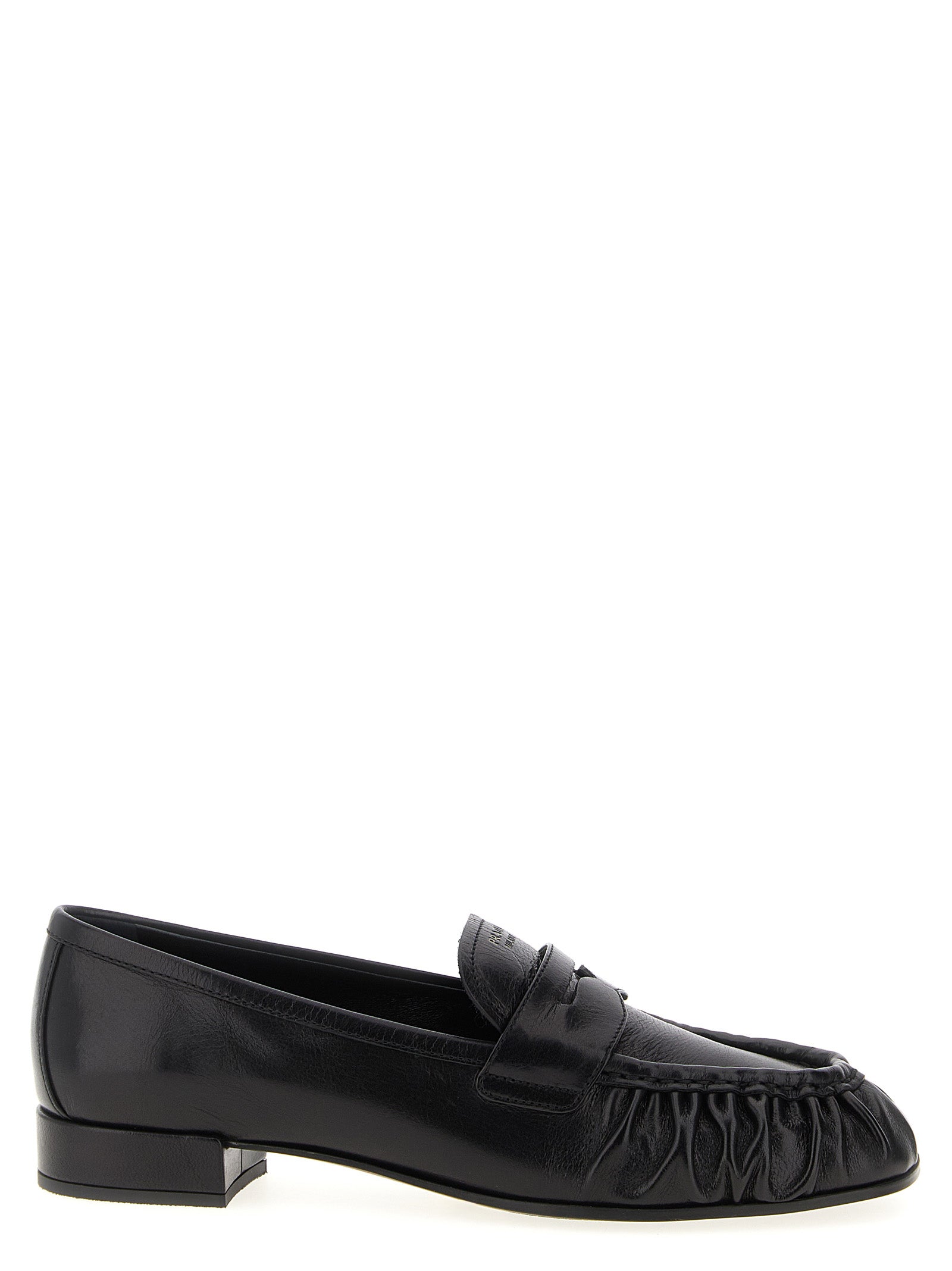 Black Buffalo Leather Slip-On Loafers
