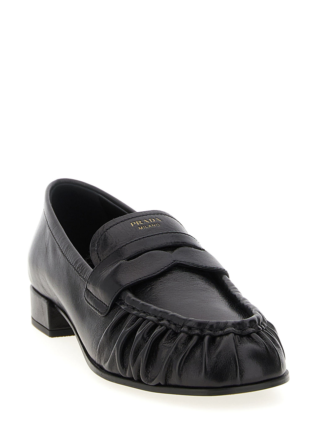 Black Buffalo Leather Slip-On Loafers