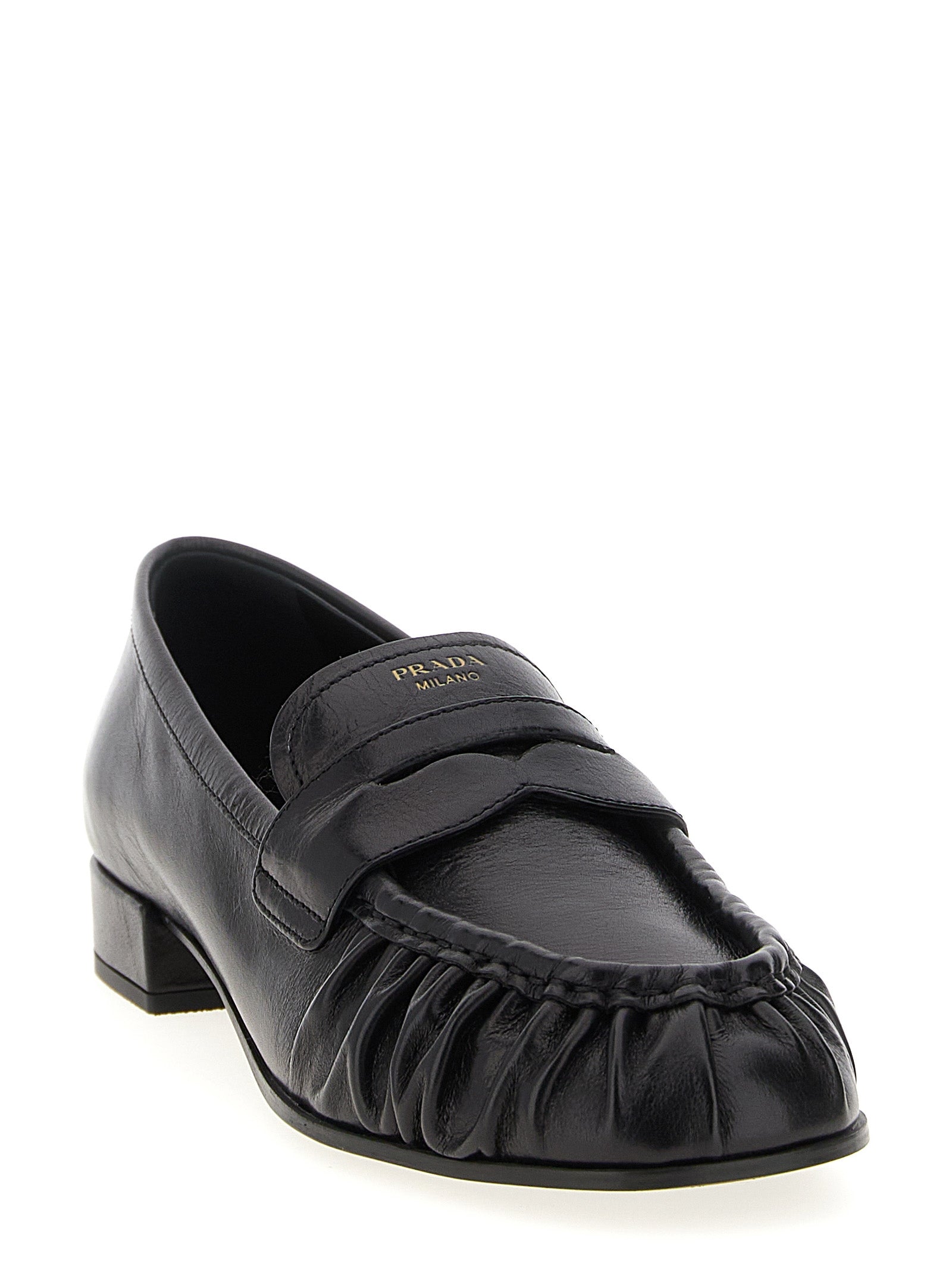 Black Buffalo Leather Slip-On Loafers