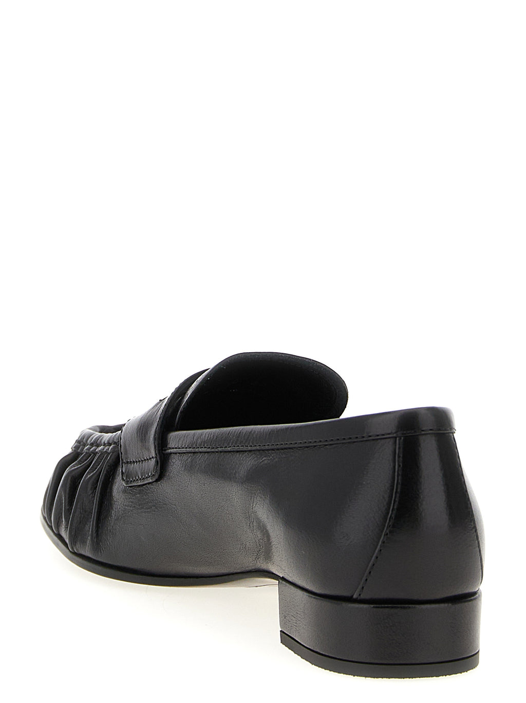 Black Buffalo Leather Slip-On Loafers