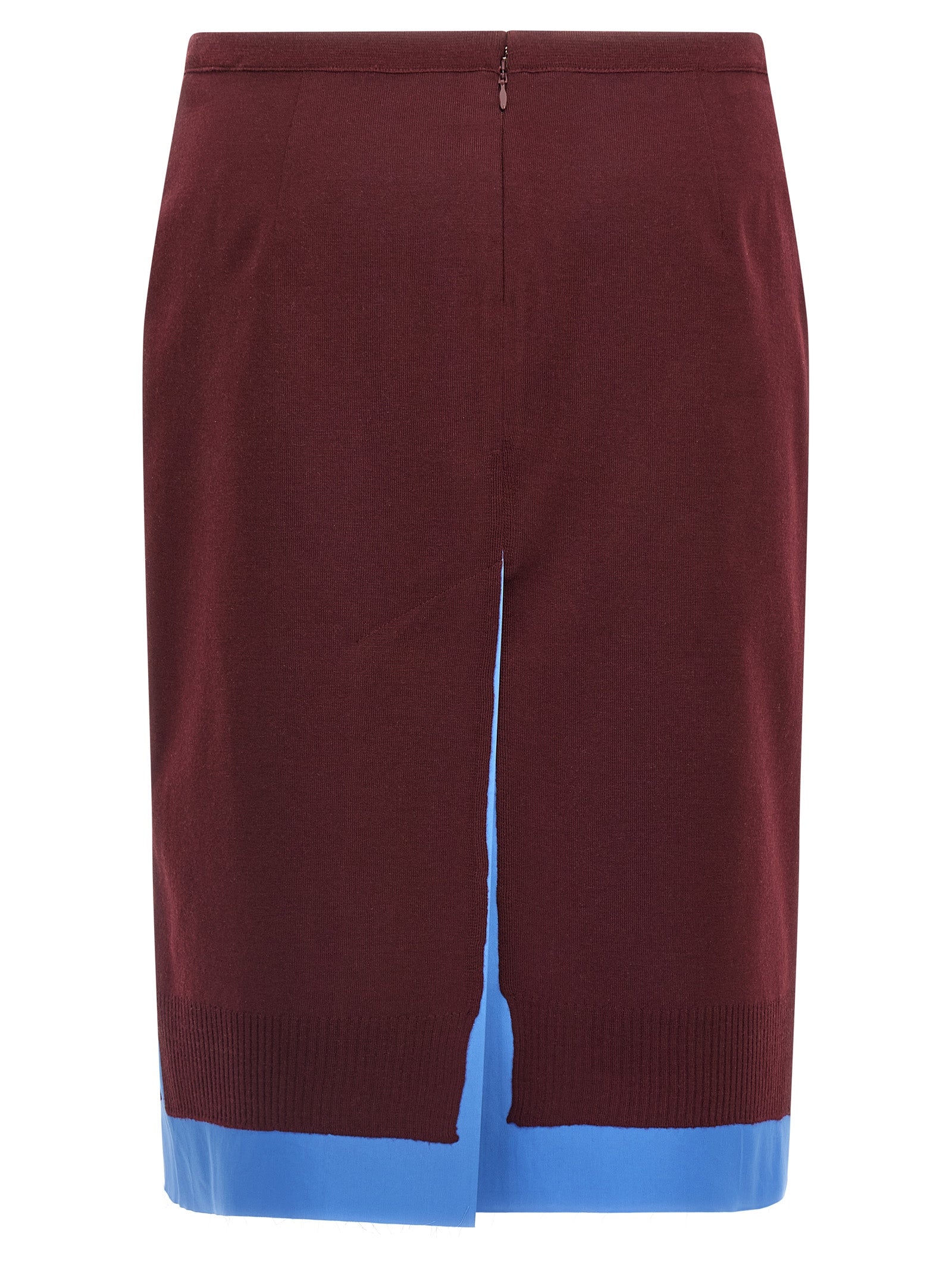 Bordeaux Virgin Wool Midi Skirt