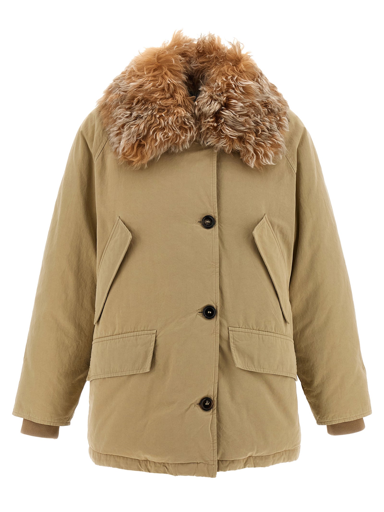 Beige Cotton Full-Length Jacket