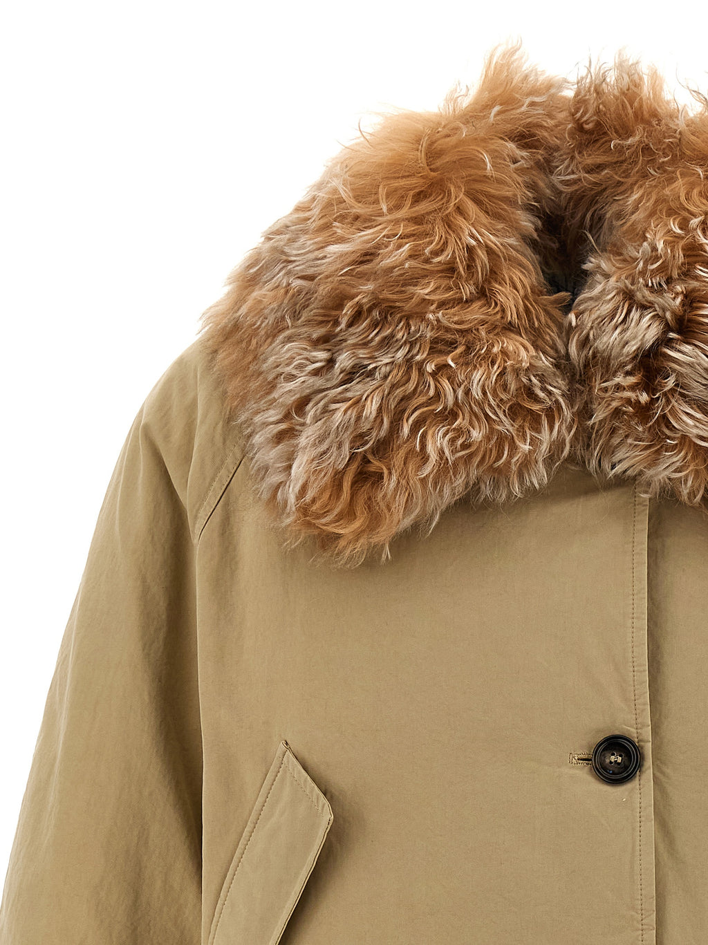 Beige Cotton Full-Length Jacket