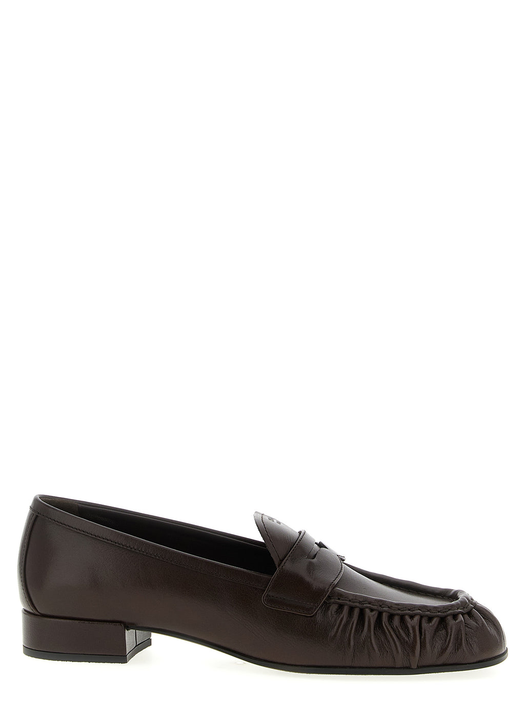 Brown Buffalo Leather Slip-On Loafers