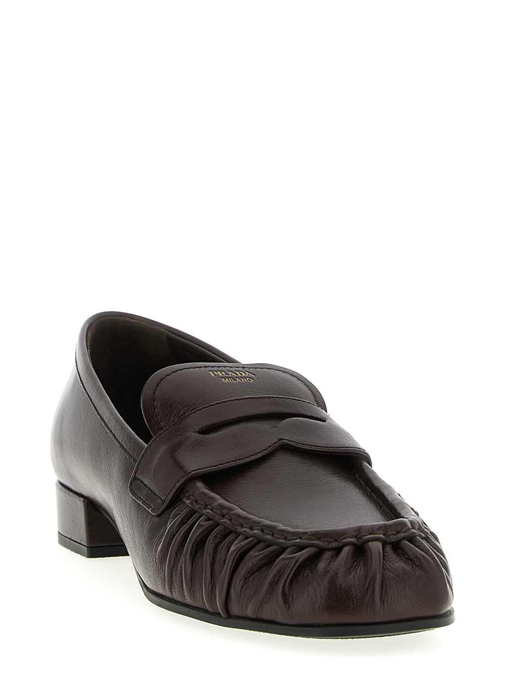 Brown Buffalo Leather Slip-On Loafers