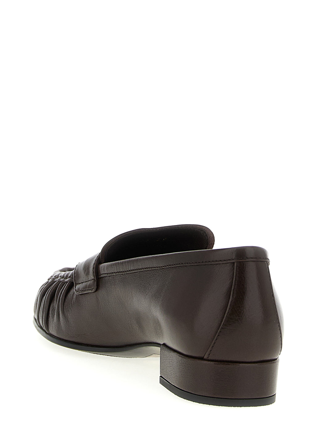 Brown Buffalo Leather Slip-On Loafers