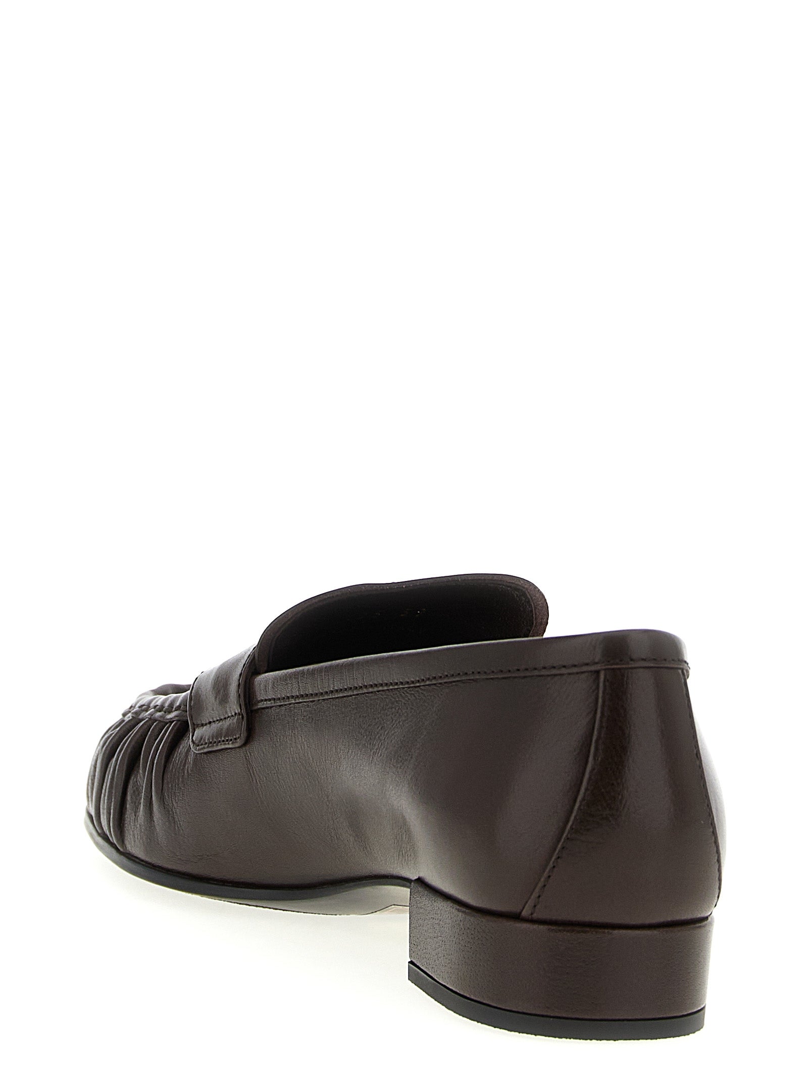 Brown Buffalo Leather Slip-On Loafers