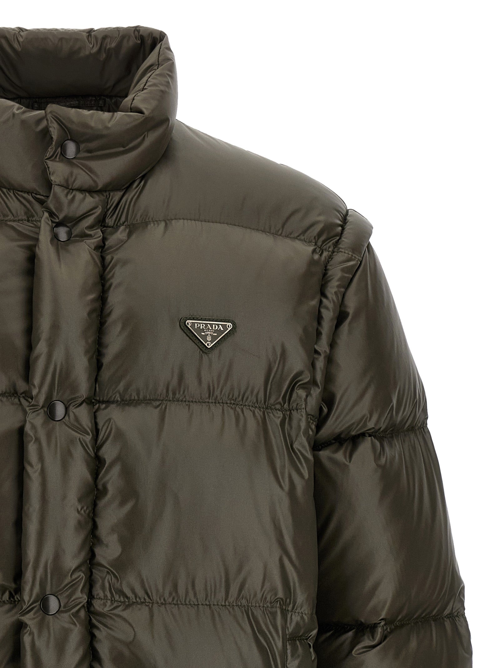 Gray Recycled Polyamide Full-Length Jacket