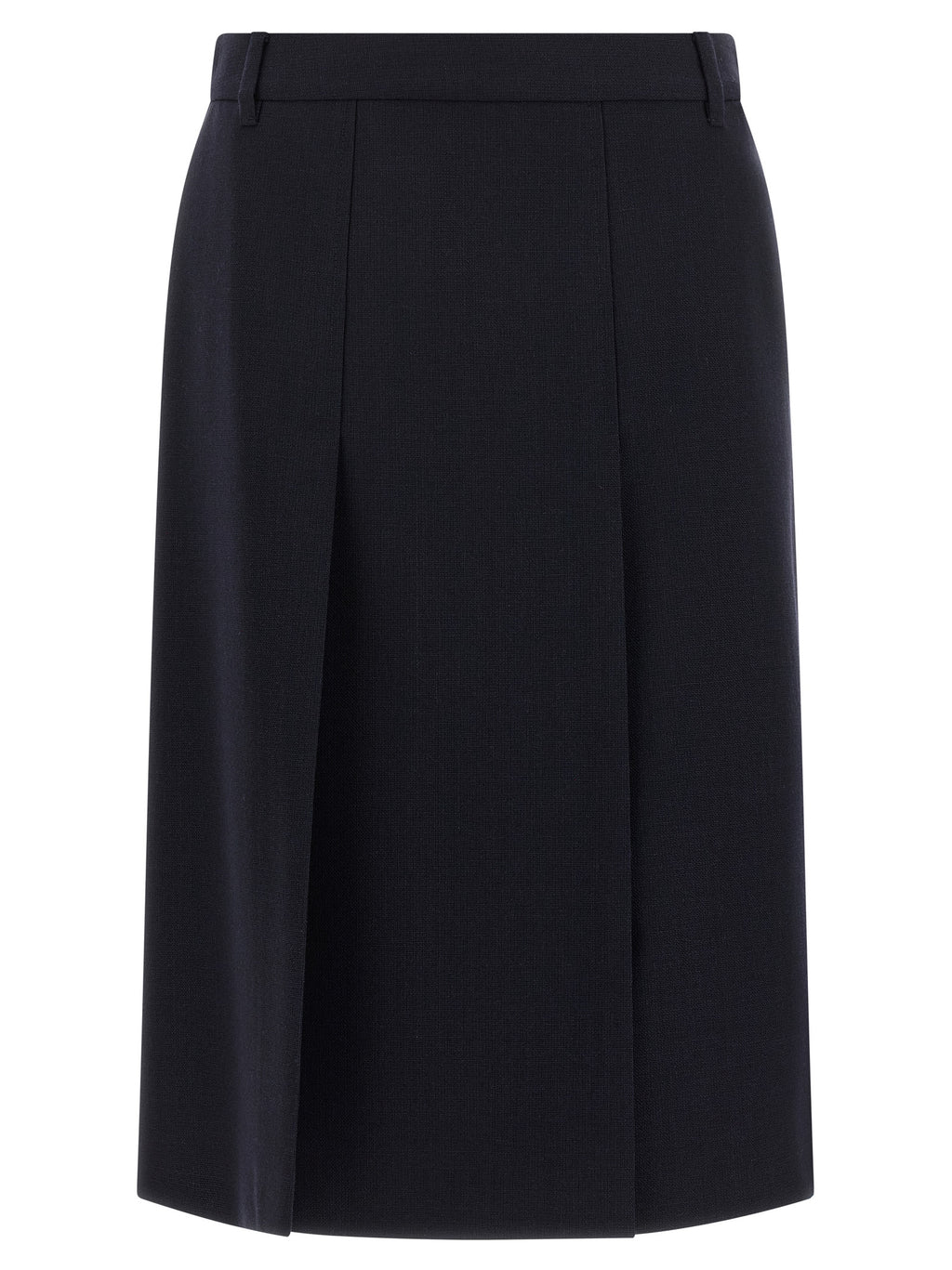 Blue Virgin Wool Midi Skirt