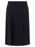 Blue Virgin Wool Midi Skirt