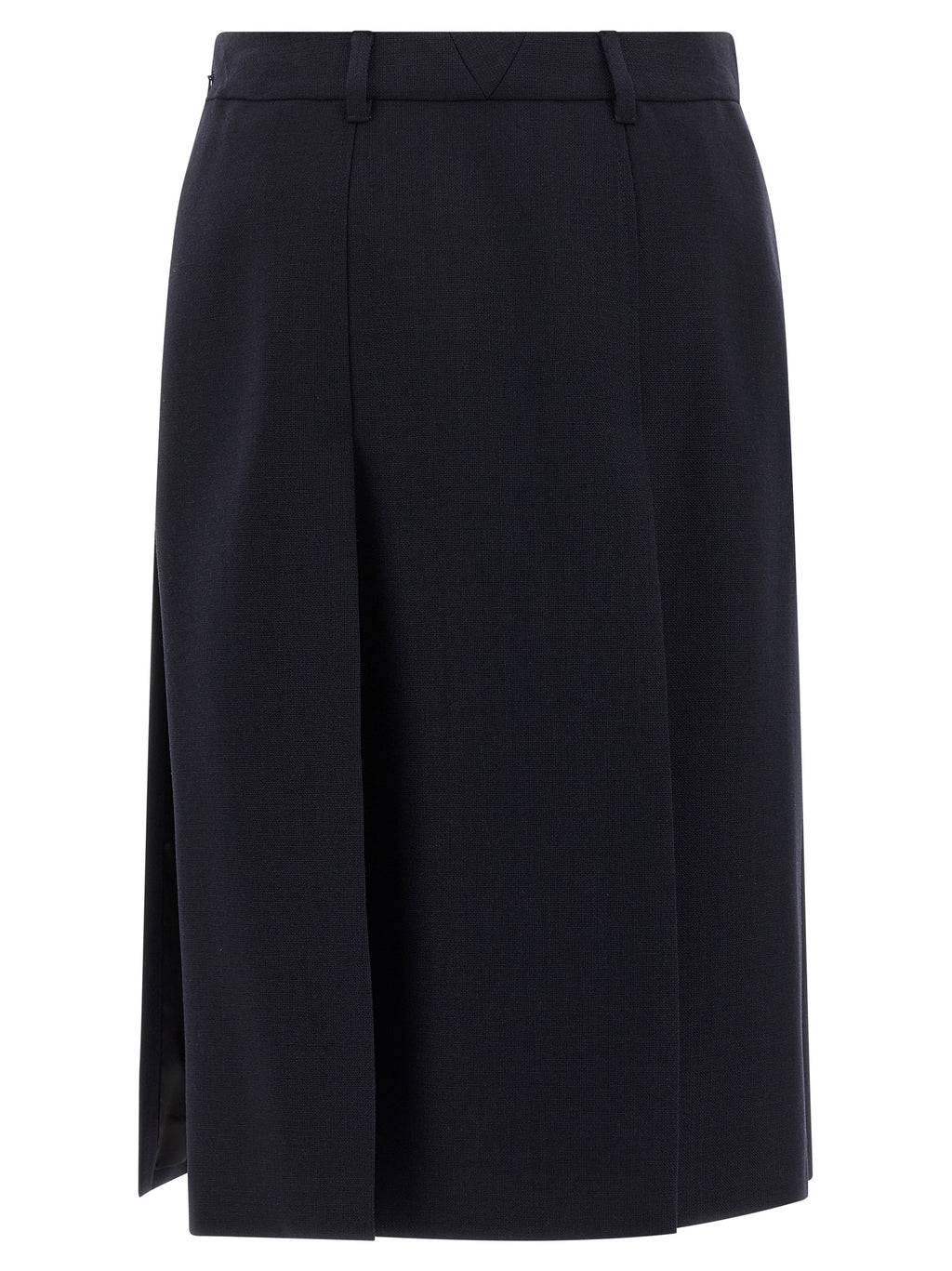 Blue Virgin Wool Midi Skirt