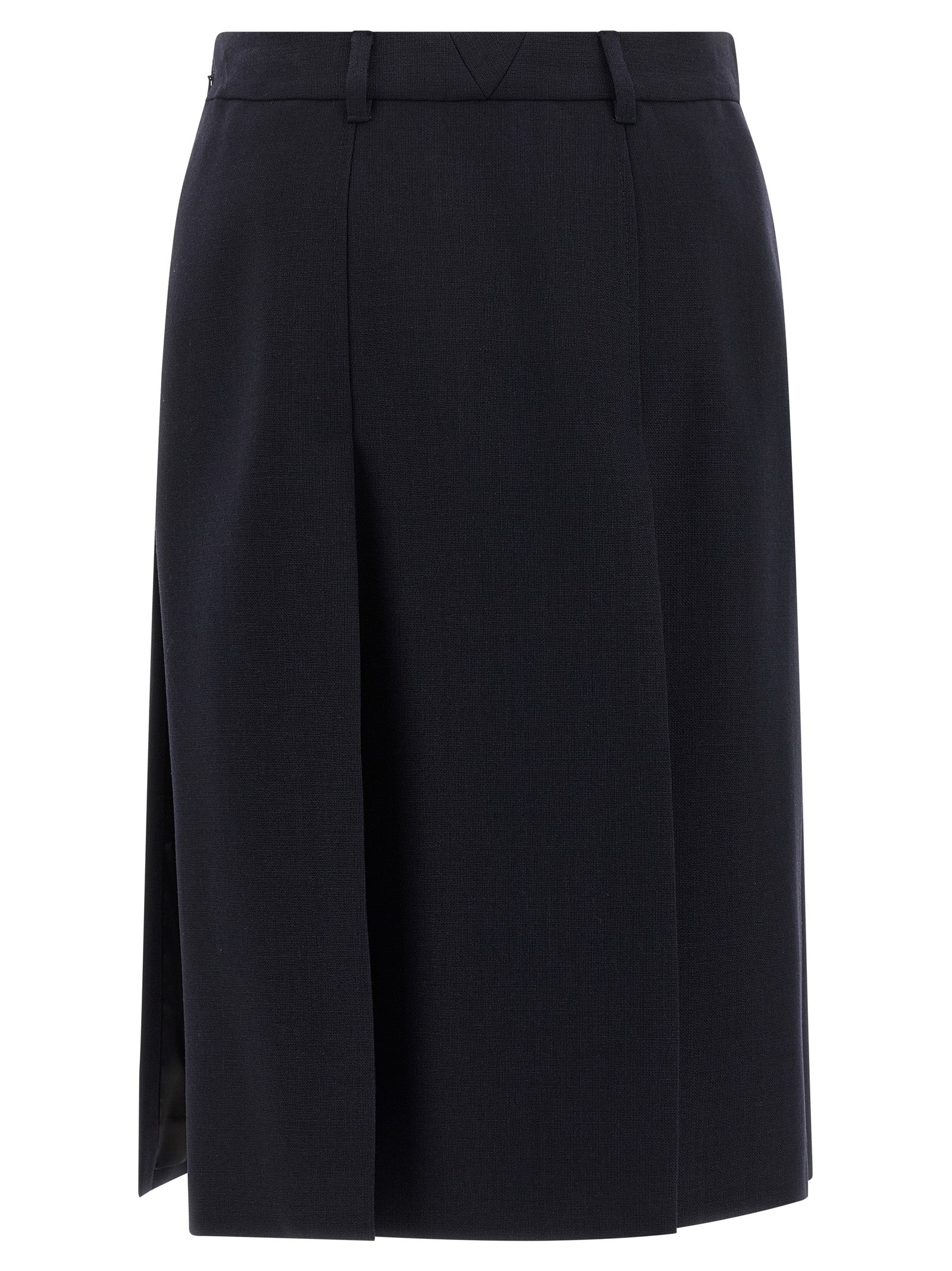 Blue Virgin Wool Midi Skirt