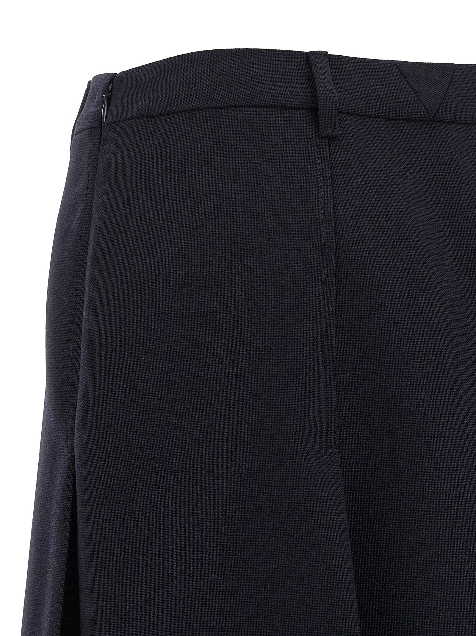 Blue Virgin Wool Midi Skirt