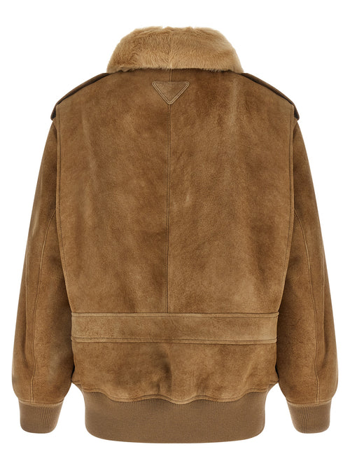 Beige Lamb Leather Bomber