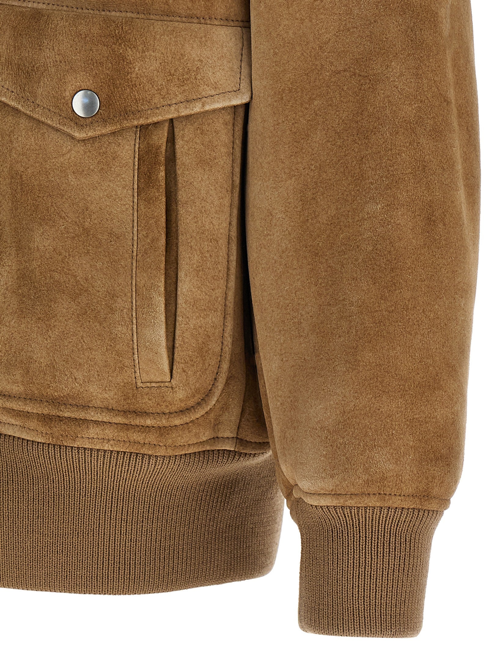 Beige Lamb Leather Bomber