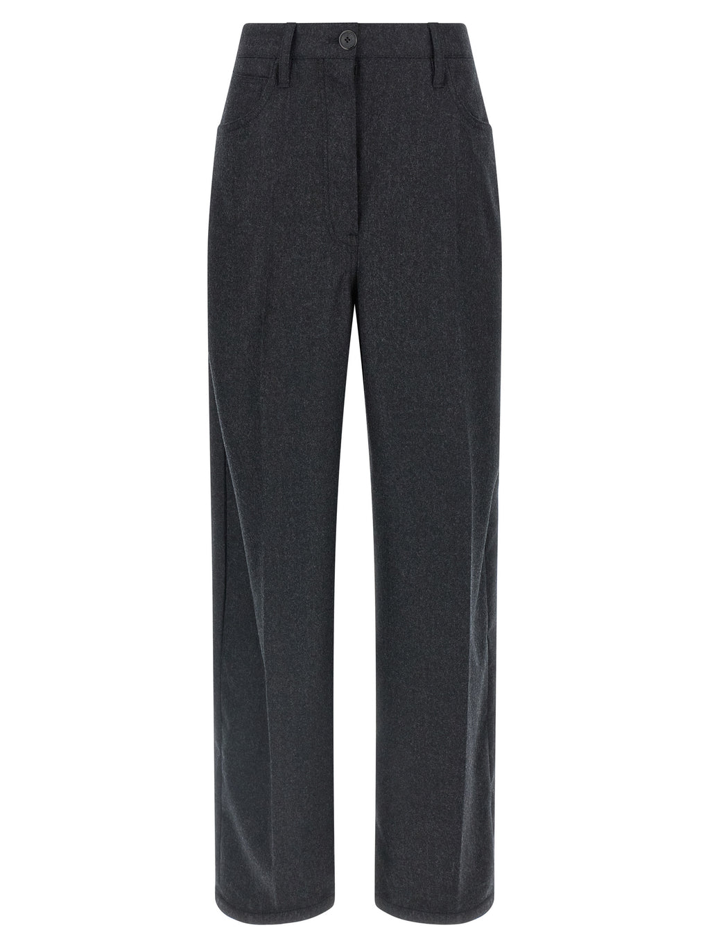 Gray Virgin Wool Casual Pants
