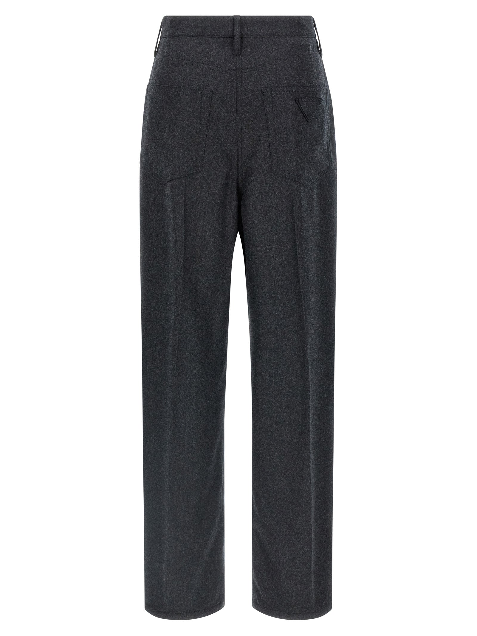 Gray Virgin Wool Casual Pants