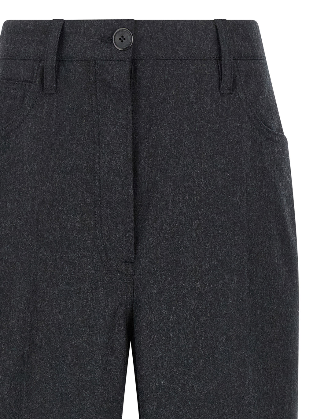 Gray Virgin Wool Casual Pants