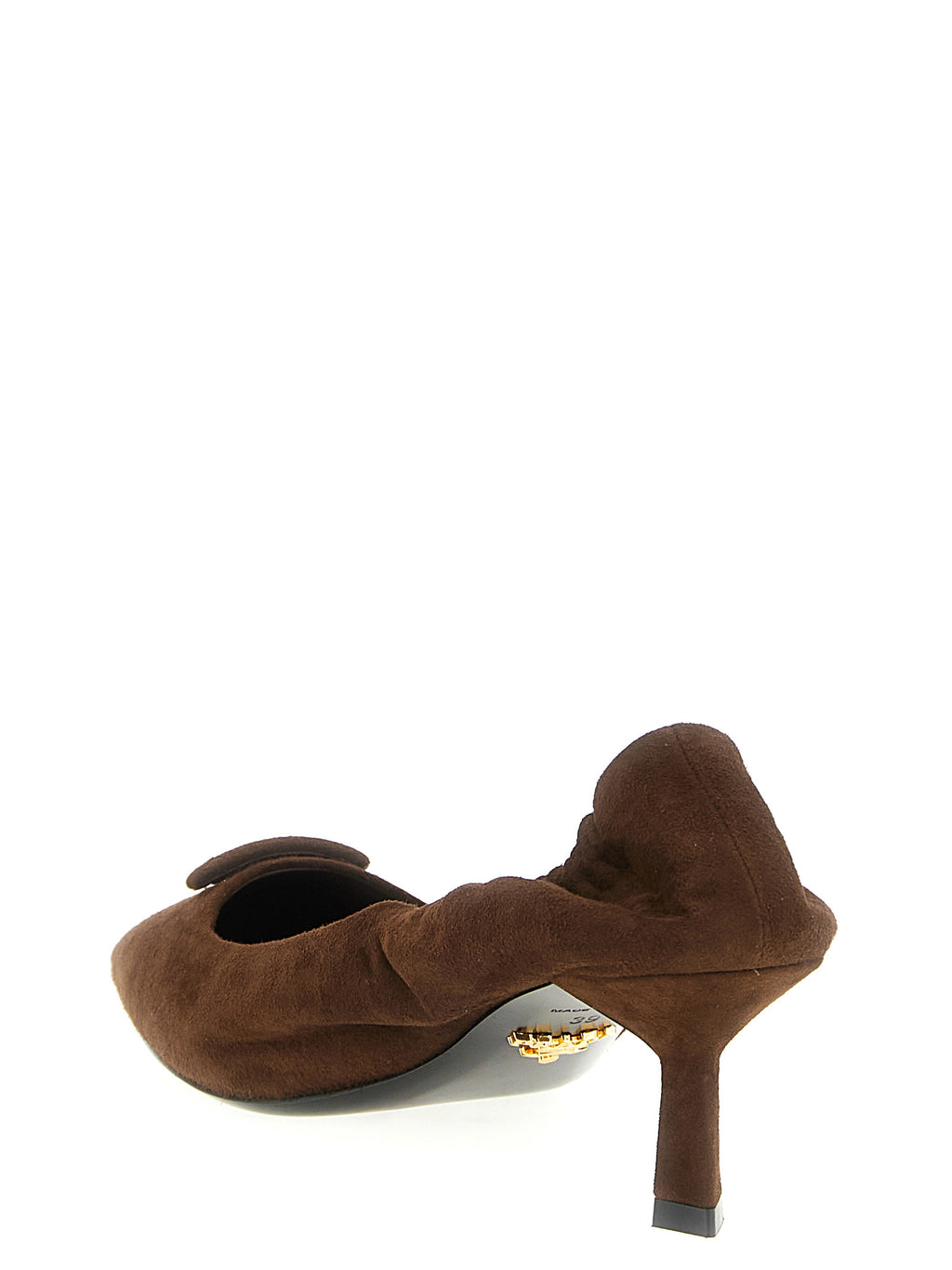 Brown Lamb Leather Mid Heel Pumps
