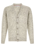 Gray Alpaca Leather Cardigan