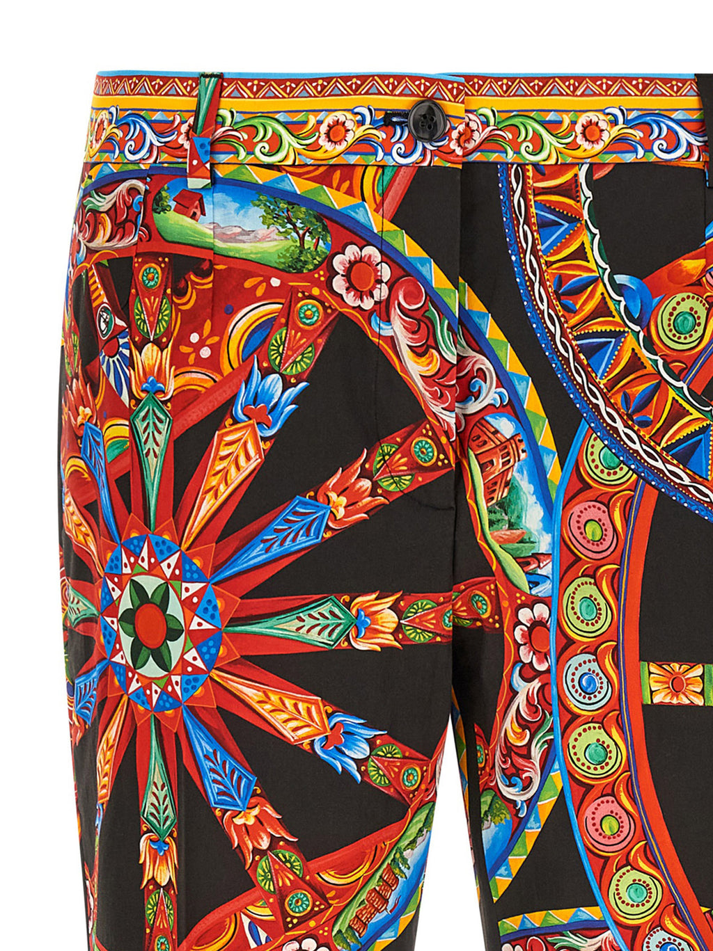 Multicolor Cotton Casual Pants