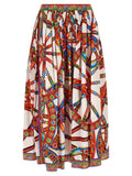 Multicolor Cotton Midi Skirt