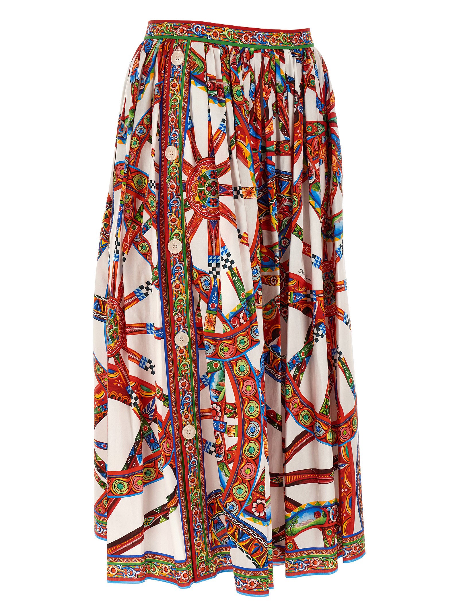 Multicolor Cotton Midi Skirt