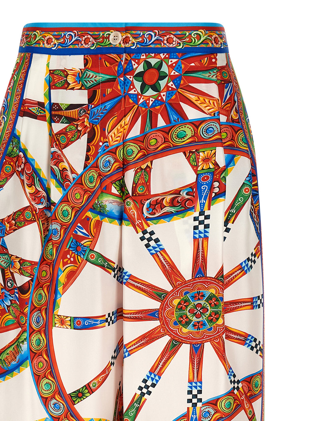 Multicolor Silk Casual Pants