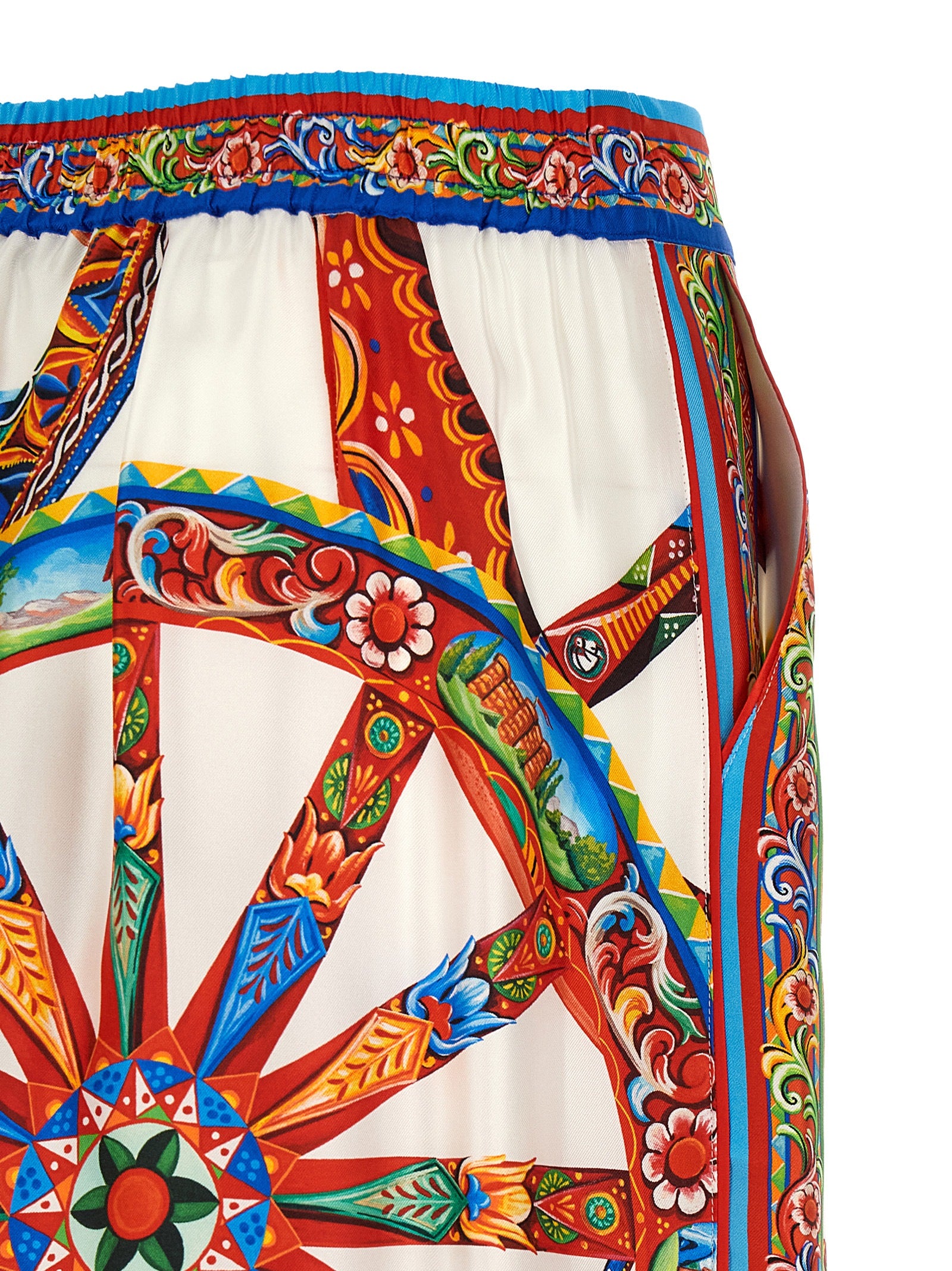 Multicolor Silk Casual Pants