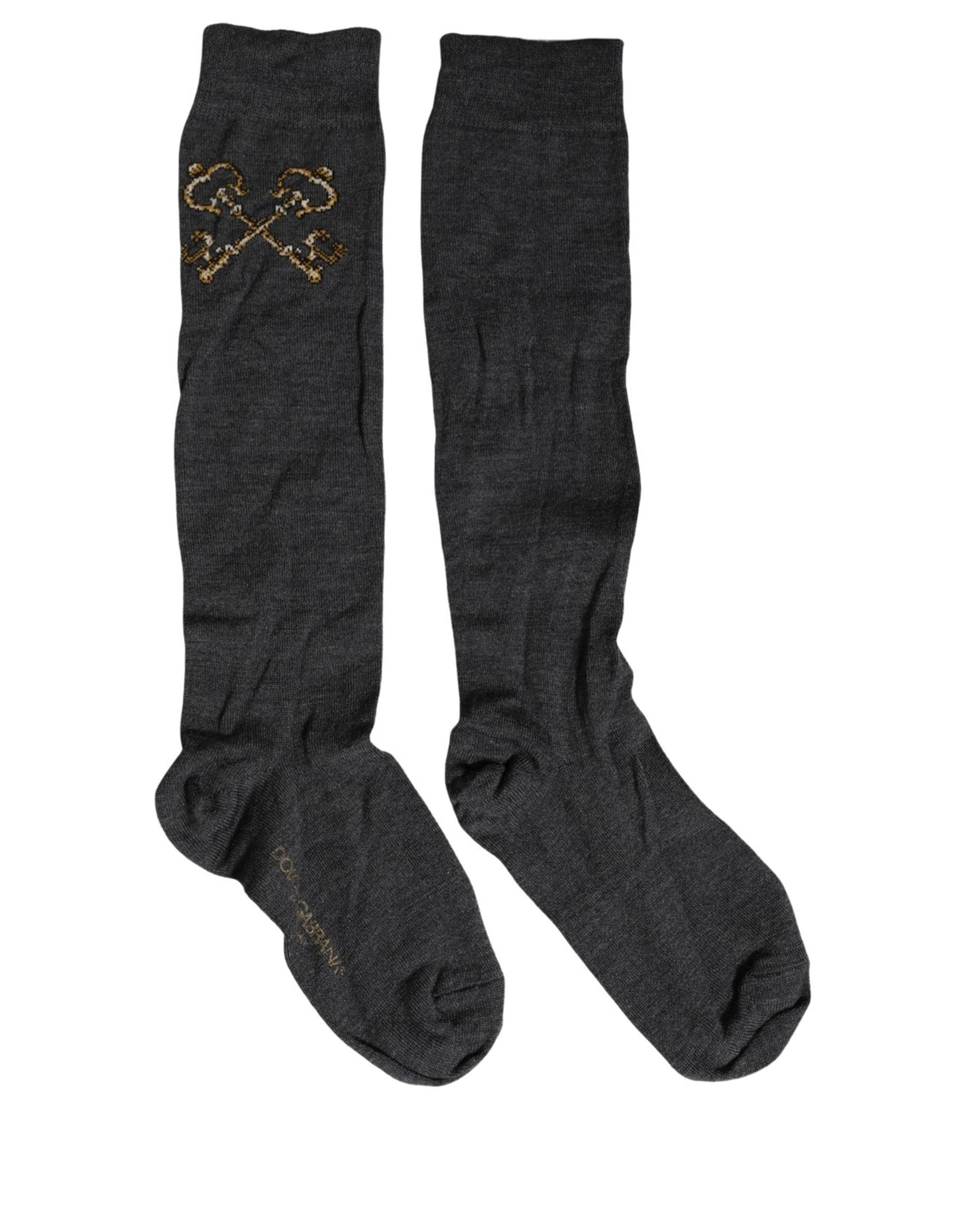 Dark Gray Wool Over The Calf Knee High Accessory Socks