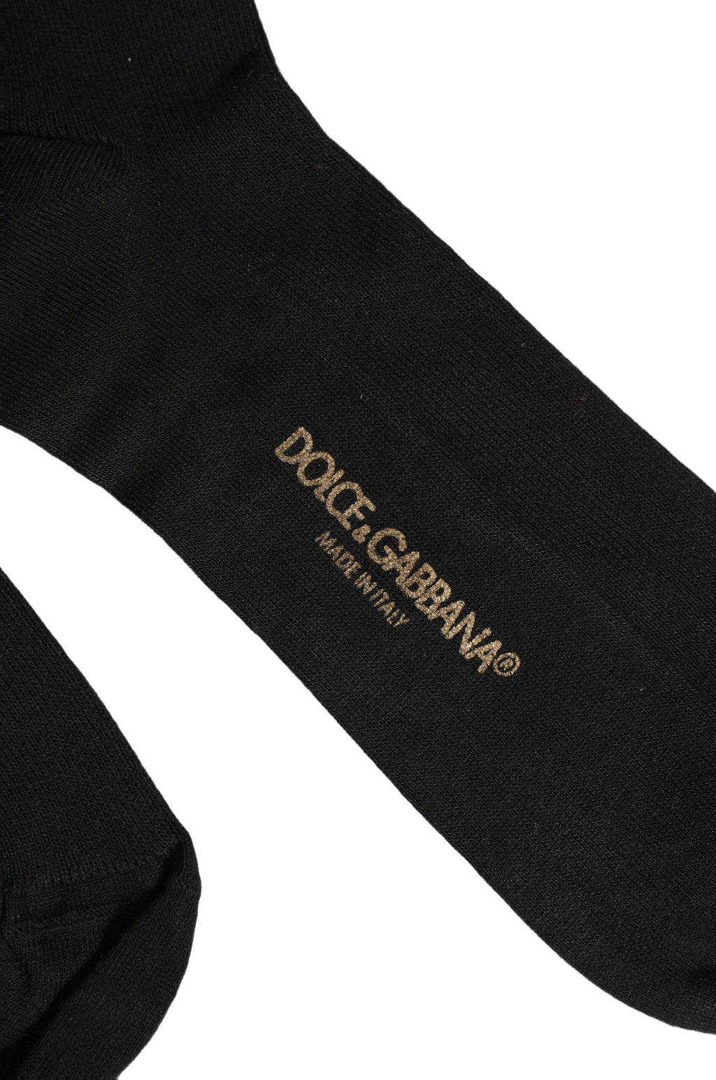 Black Cotton Ribbed Logo Over The Calf Women Socks